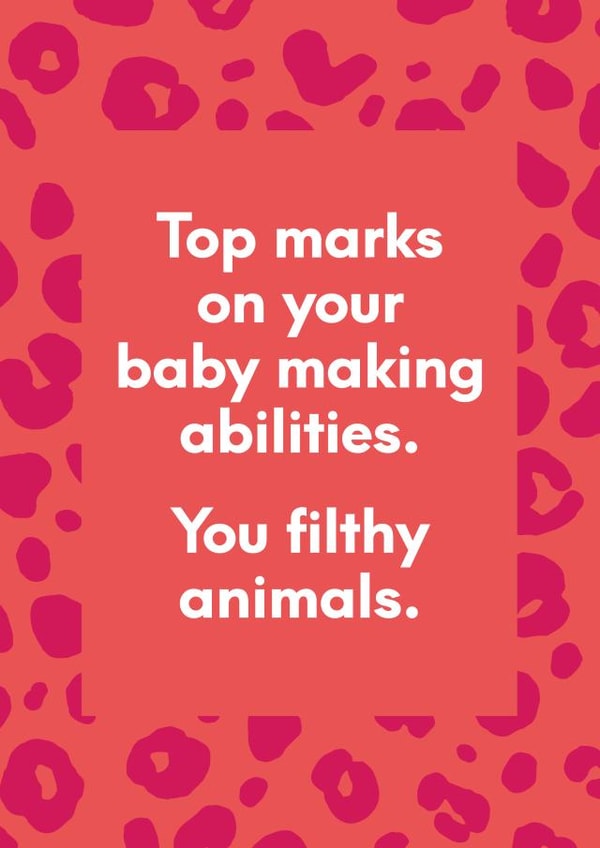 Congratulate the filthy animals on their new baby card created by Elaine Miles