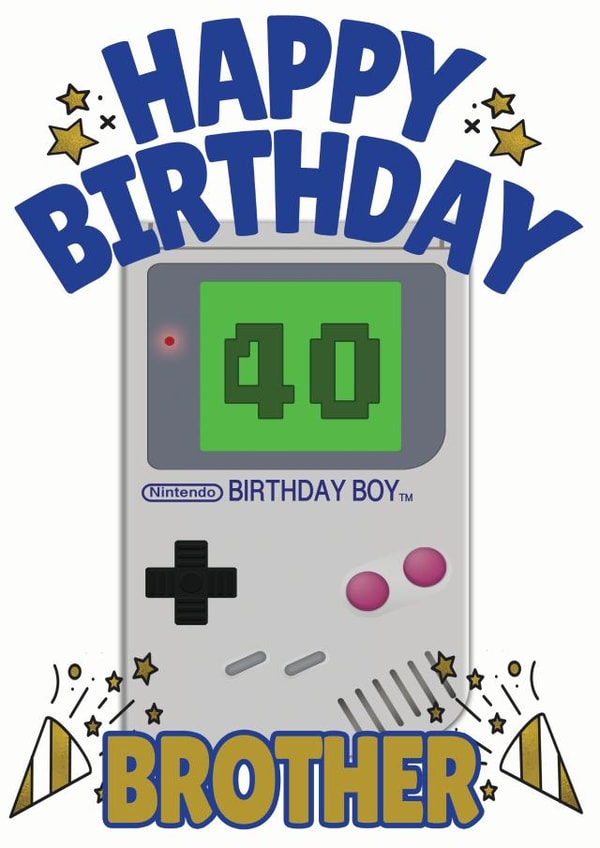 Nintendo Birthday Boy - Happy 40th Birthday Brother Game Boy Card created by ShortRound888