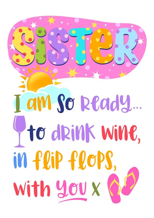 sister flip flop Birthday Card 43439 created by Little Cat Creates