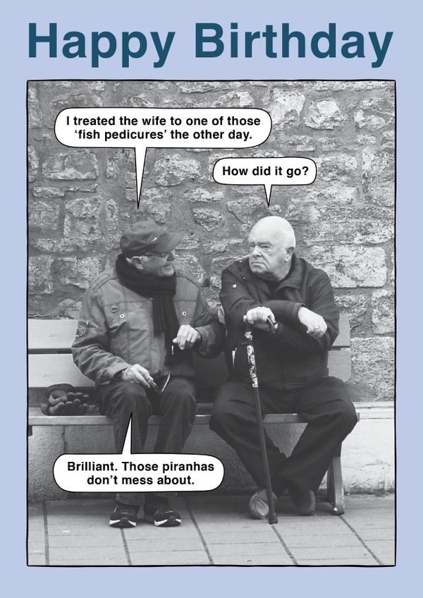 Fish Pedicure - Hilarious card for the hen pecked husband created by Liverpool Card Studio