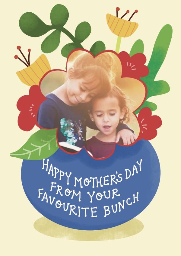 Cute Personalised Flower Pun Mother's Day Card / Photo Card - Happy Mother's Day From Your Favourite Bunch created by Rosie Johnson Illustrates