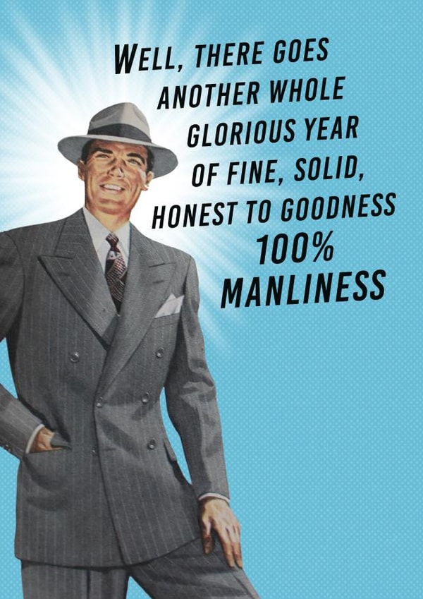 Funny Retro Style Card - 100% manliness created by Pink wink