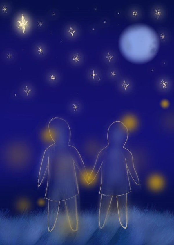 holding hands ghosts Thinking of you Card 47876 created by Forget Me Not
