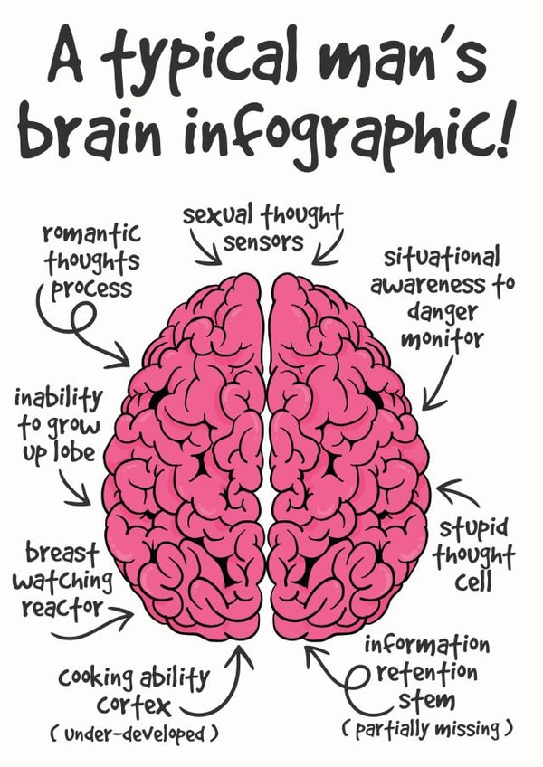 A Typical Mans Brain Infographic Birthday Card created by Lemon Hairy