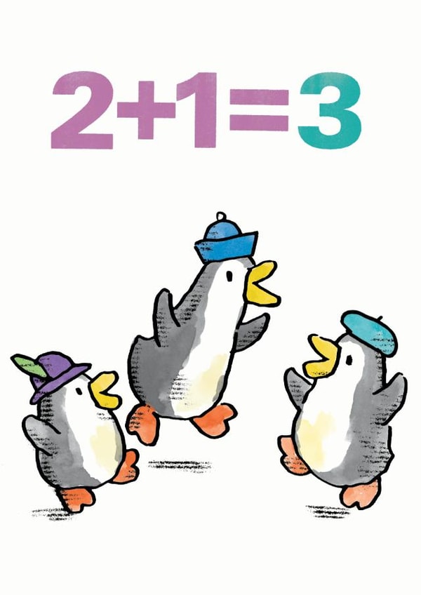 penguin 2 plus 1 New Baby Card 8036 created by Paul Dowling