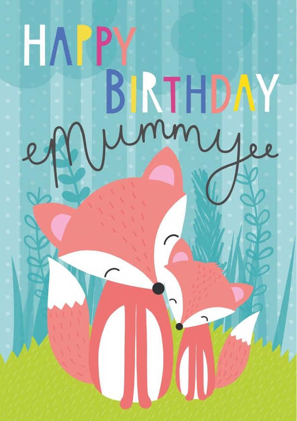 mummy fox fox Birthday Card 15817 created by Fox and Bird Studio