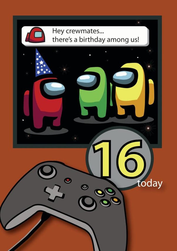 16 Year Old Among Us Birthday card created by Jackie Ponwaye Design