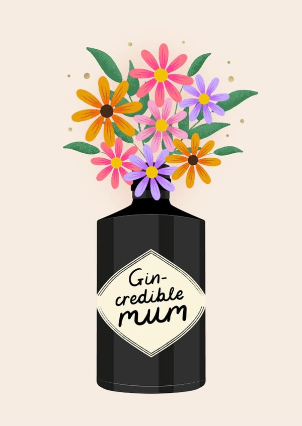 Pretty Mothers Day Card - Gin - Pun - Gin-credible Mum created by Studio Mads