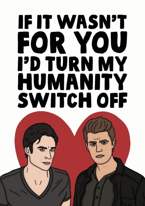the vampire diaries  damon salvatore Valentines Day Card 13331 created by Studio Doodles