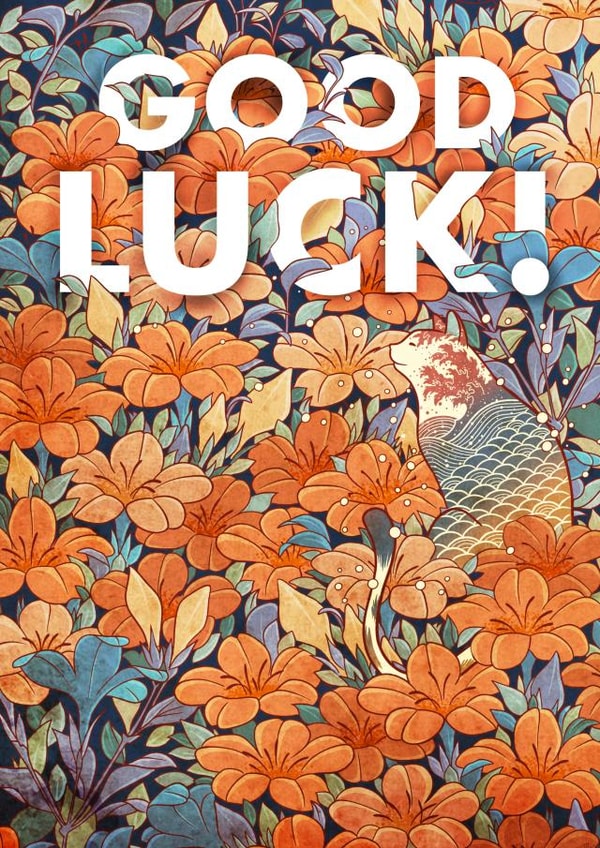 Neko and flowers good luck created by Roberto Nieto