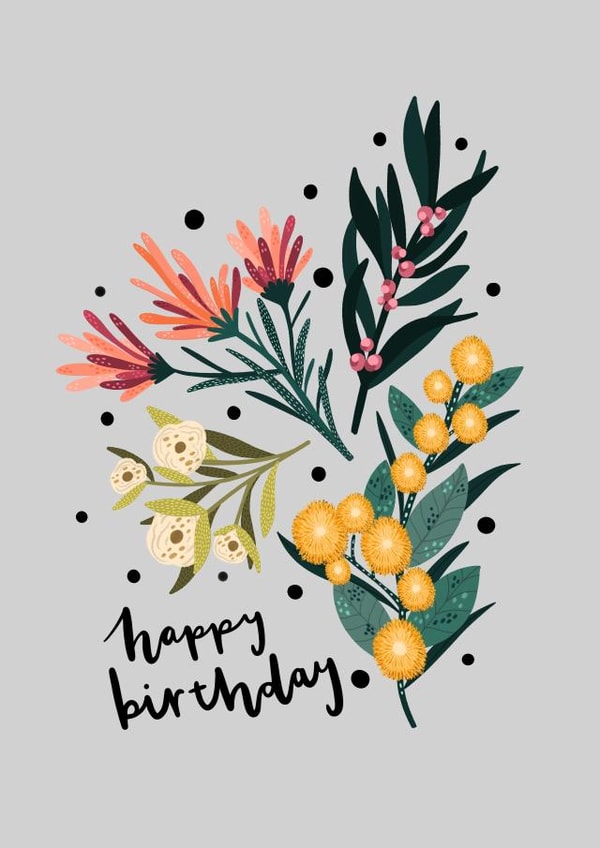 Pretty Birthday Card - Floral - Happy Birthday created by Printed Picnic
