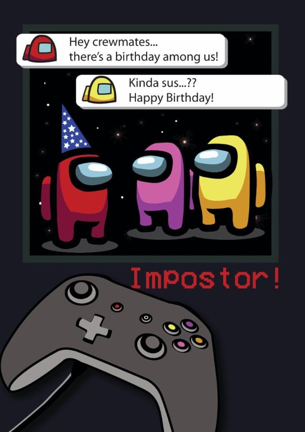 Among Us style Birthday card created by Jackie Ponwaye Design