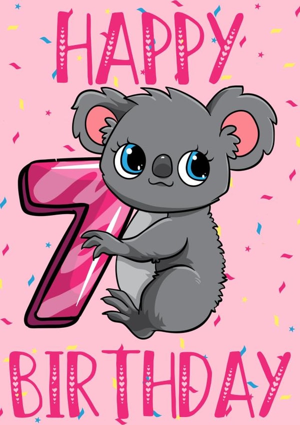 7th Birthday Pink Koala Bear Card created by Love Gifts