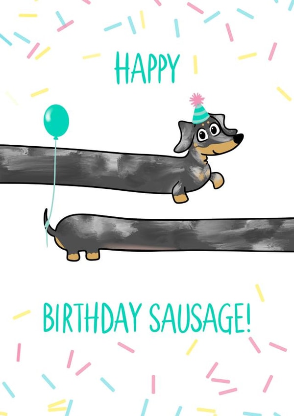 Happy birthday card for dachshund lover created by Laura Deakin