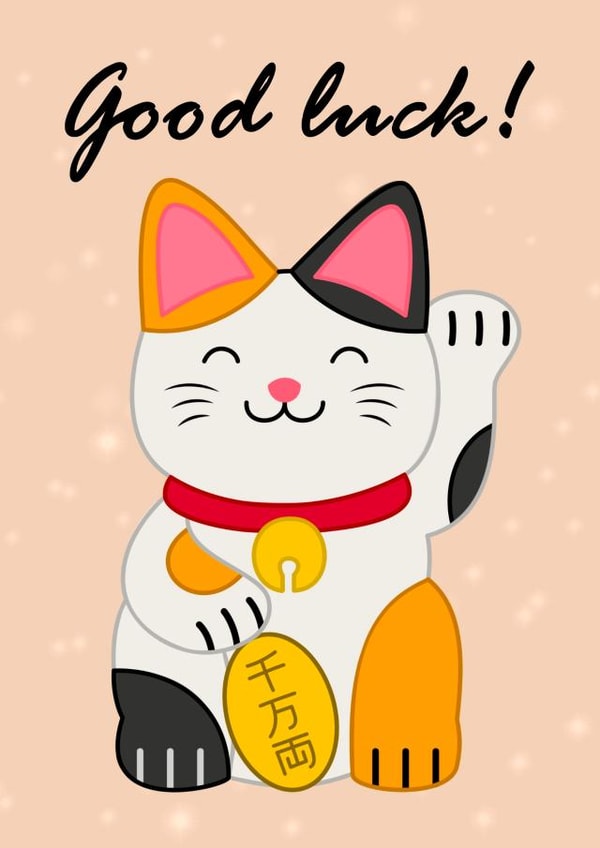 Maneki-neko japanese Good Luck Card 21219 created by @lbandlissy