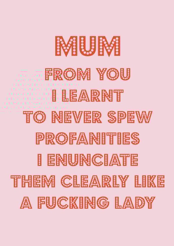 Swearing  Swear Mothers Day Card 16958 created by Nicola Jo