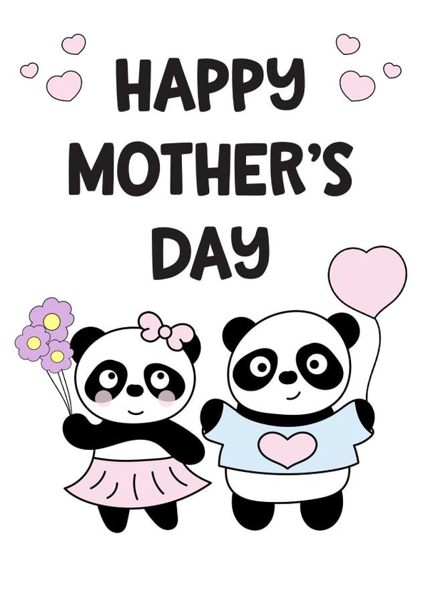 pandas cute Mothers Day Card 45794 created by Crystal Star Gift Shop