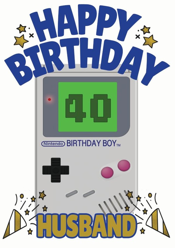 Nintendo Birthday Boy - Happy 40th Birthday Husband Gameboy Card created by ShortRound888
