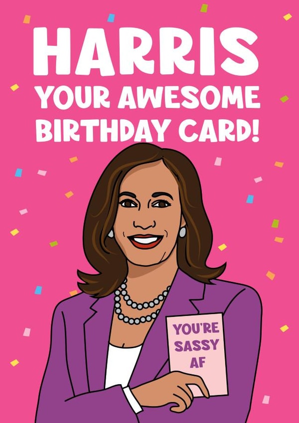 Funny Adult Female Kamala Harris Birthday Card created by Emoticology Cards