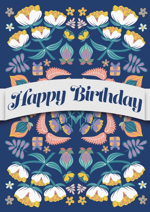 Pretty cute floral flowery birthday card for a Mother, Daughter or Nan created by LJRanson Design