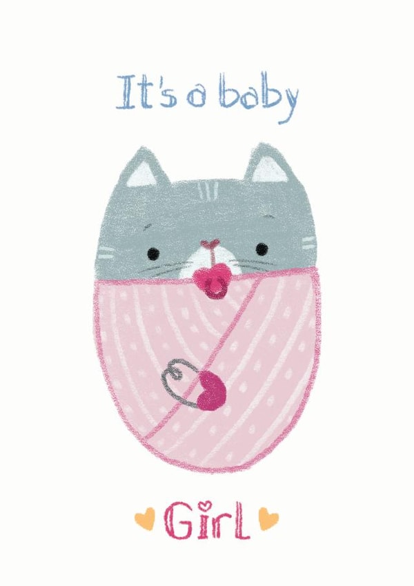Cute Baby Cat Girl Card created by Juliana Motzko
