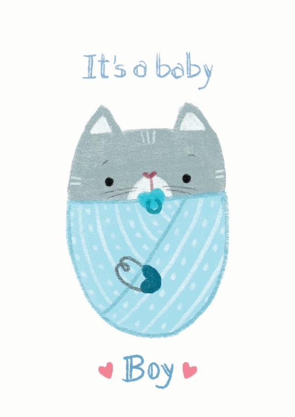 Cute Baby Cat Boy Card created by Juliana Motzko