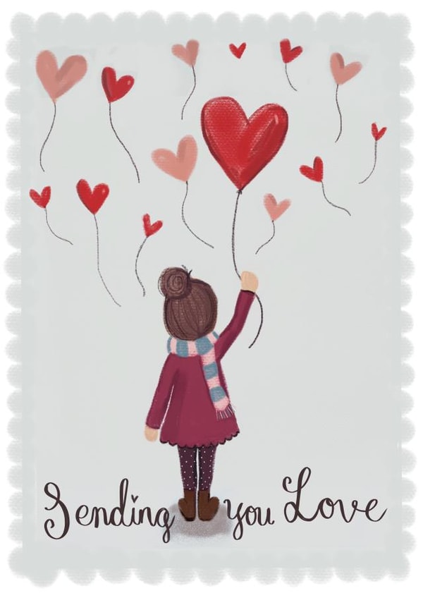 sending love Thinking of you Card 21611 created by Love Lucy Illustration