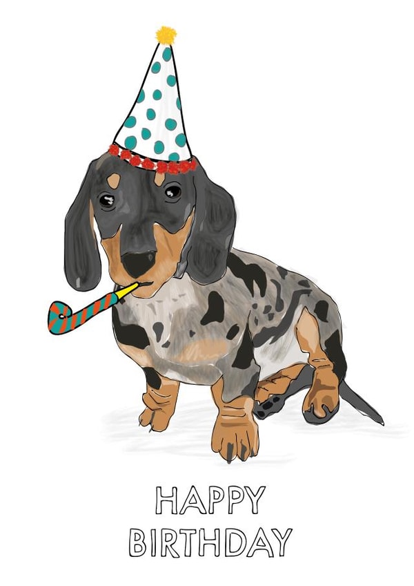 dachshund sausage dog Birthday Card 21841 created by Lucy Deaner