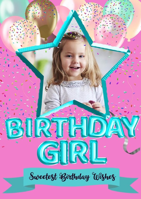 girl female Birthday Personalised Photo Card 15451 created by Kerrylovescards
