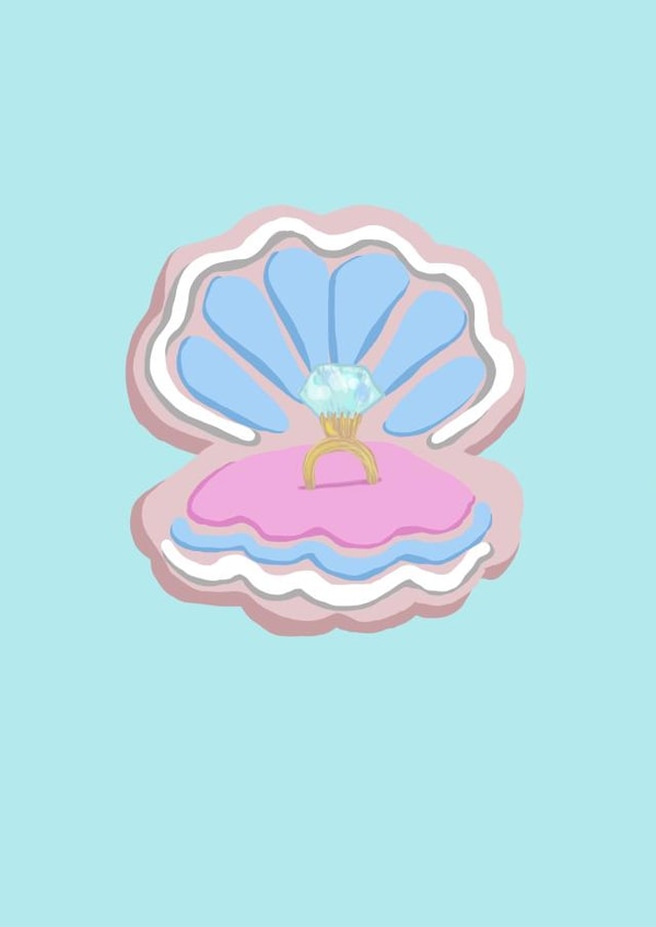 Diamond ring themed engagement card - Cute illustration created by Front Bum