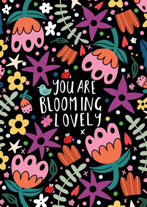 Floaral Blooming Lovely Celebration card created by NICHOLA COWDERY ILLUSTRATIONS 