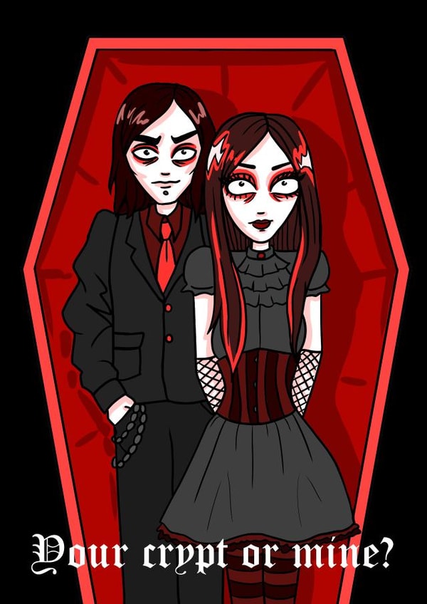 goth vampire Valentines Day Card 48093 created by Grace Mutton