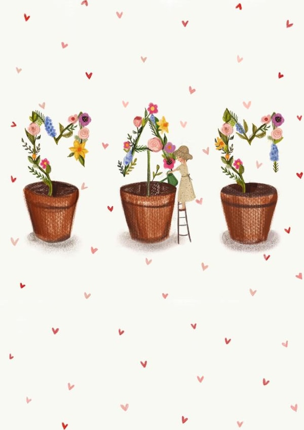 Pretty Mothers Day Card - Mam - Flower Pots created by Love Lucy Illustration