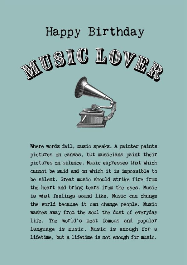 Classic and heartfelt Birthday Card For Music Lovers created by Coulson Macleod