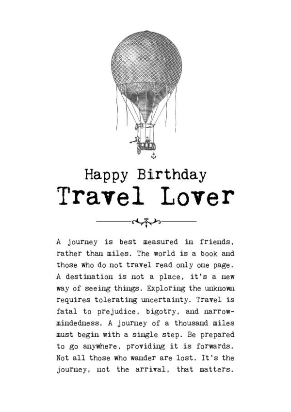 Birthday Card For Travel Lovers created by Coulson Macleod