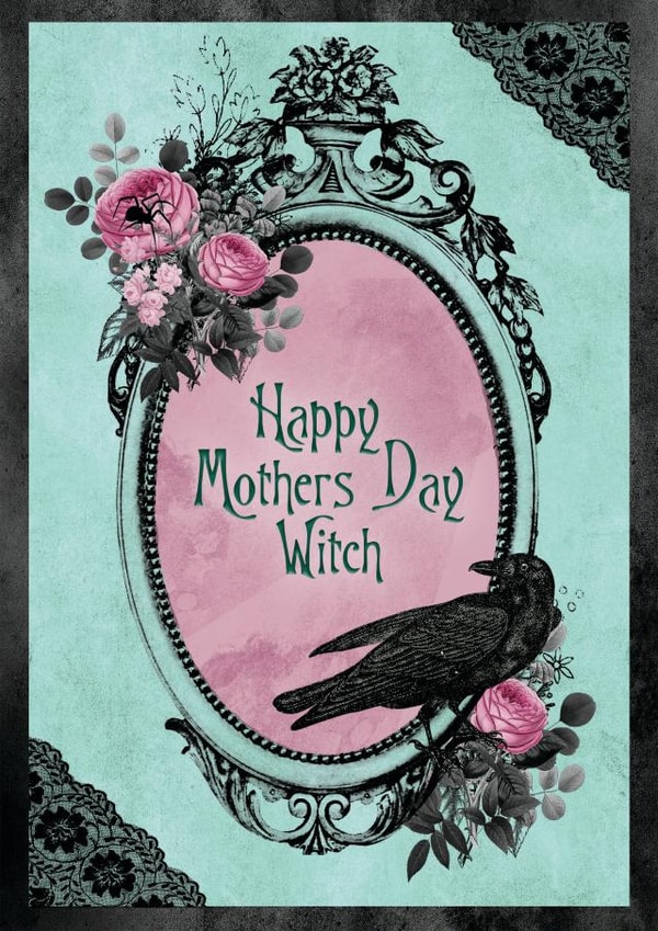 witch crow Mothers Day Card 48119 created by Sarah Mae Artworks