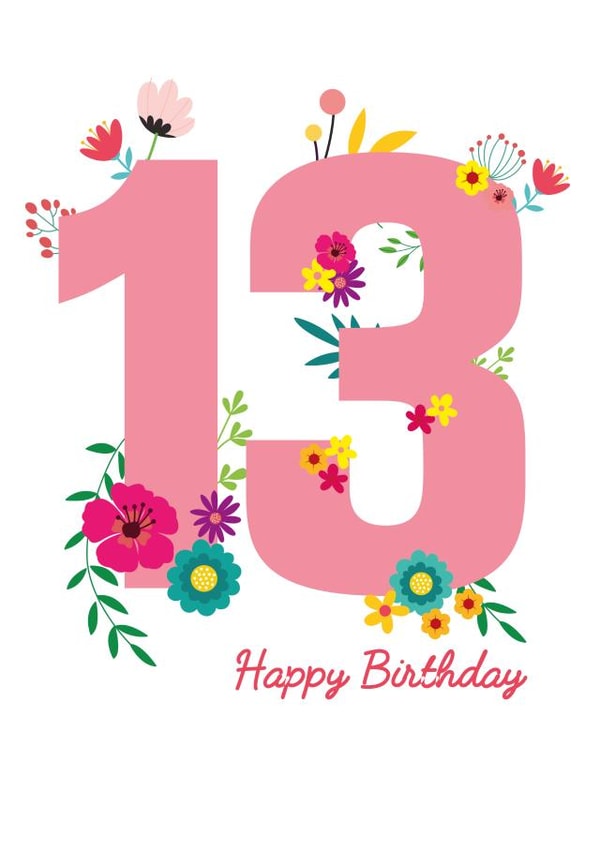 13th Birthday Floral Pink Number created by Yeti Design