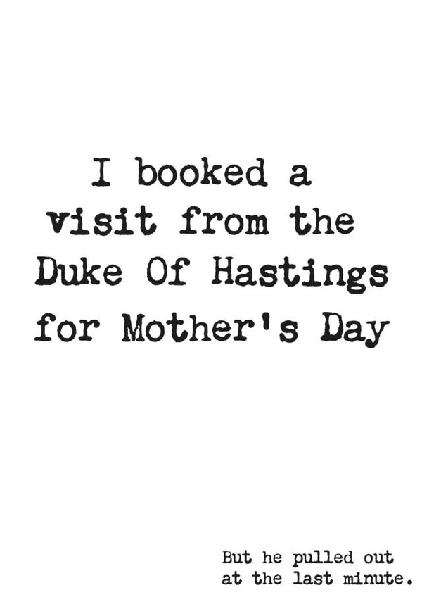 Bridgerton funny Mothers day Card created by All The Rage Print & Design