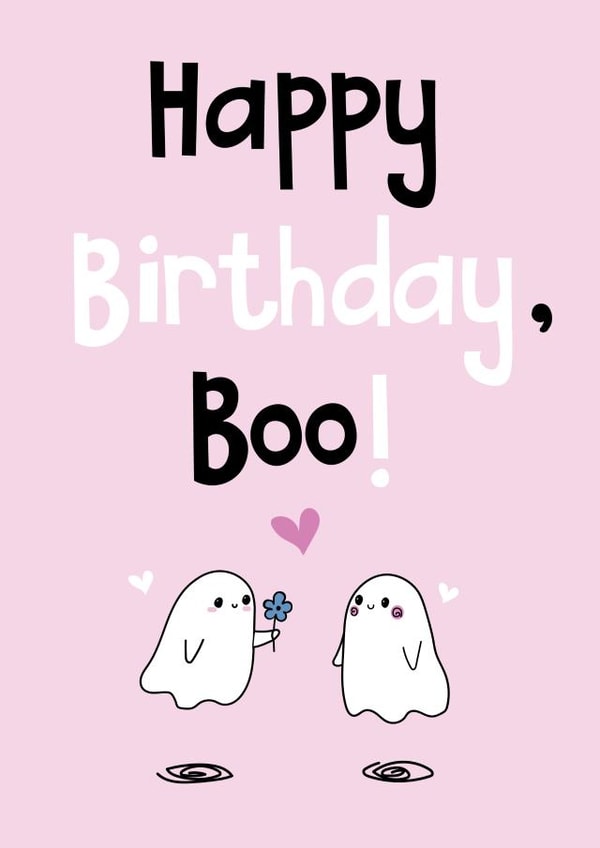 Happy birthday, boo! A cute birthday card for significant others. created by Honey Mushroom Club