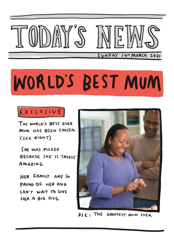 world's best mum best Mothers Day Personalised Photo Card 2946 created by Sarah Ray