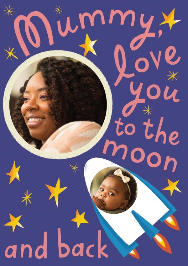 moon and back mummy Mothers Day Personalised Photo Card 17423 created by @AimeeStevens.Design