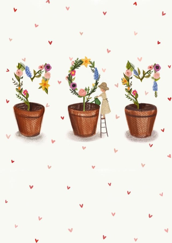 mom plants Mothers Day Card 21617 created by Love Lucy Illustration