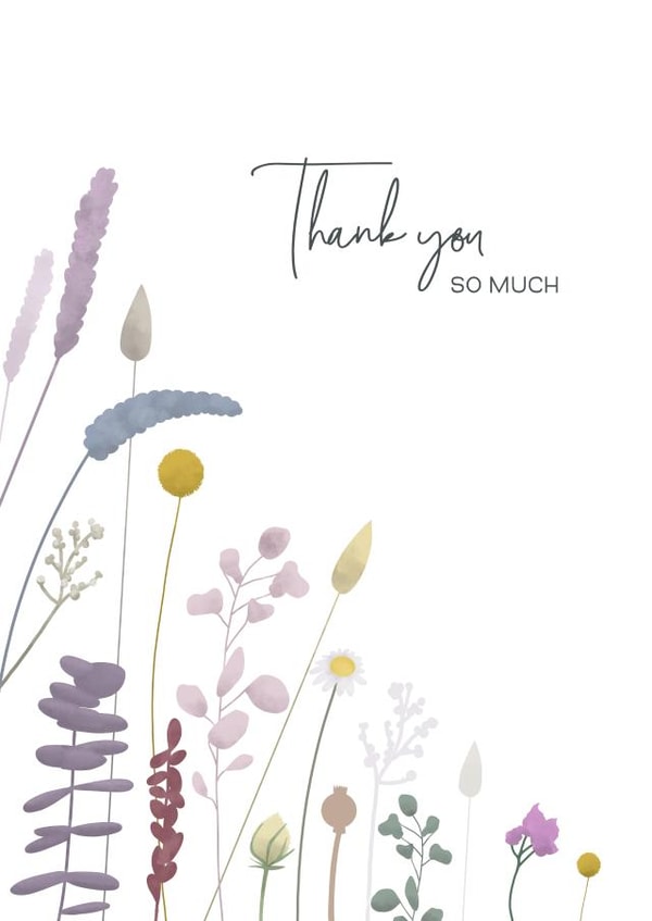 wild flowers flowers Thank You Card 11824 created by Evie Garnett Designs