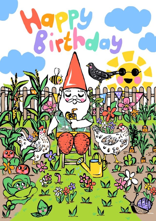 Gnome Gardener Birthday Card 16913 created by Pink Pea