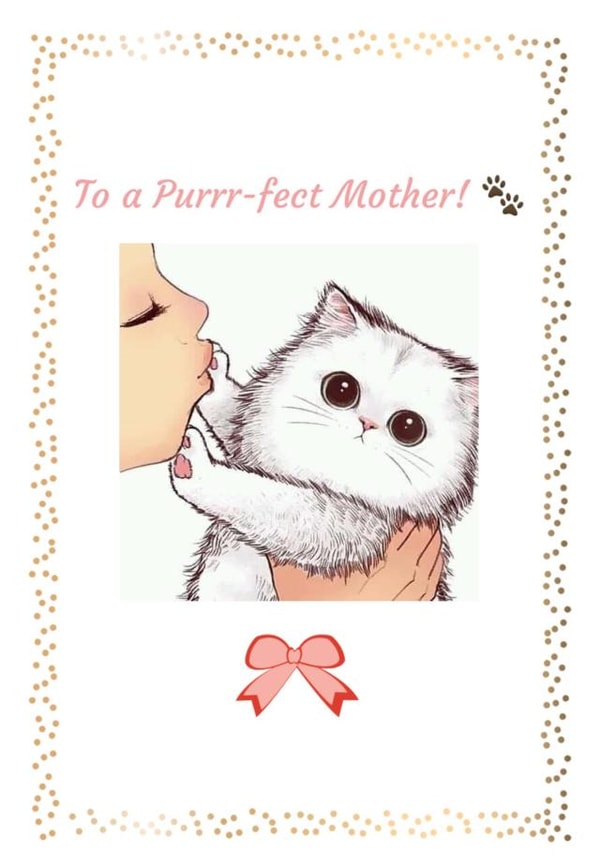 white cat cat Mothers Day Card 37600 created by Doodle Cards