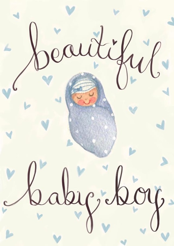Beautiful Baby Boy Card created by Love Lucy Illustration
