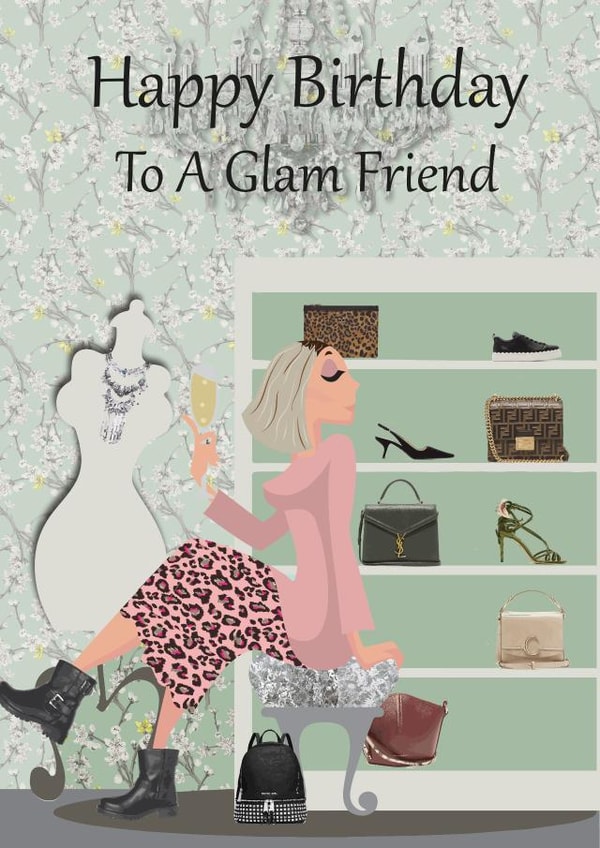 friend glam Birthday Card 21939 created by Gem Cards