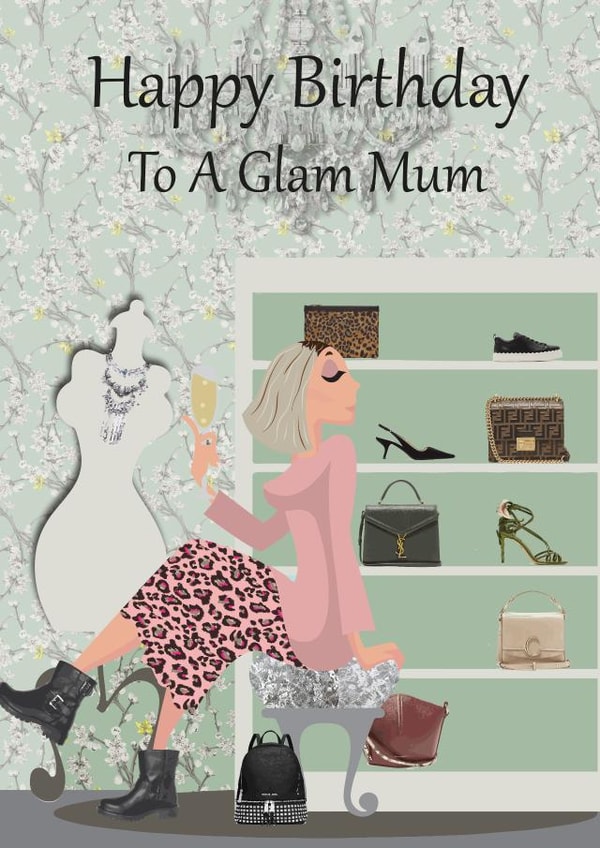 glam glamorous Birthday Card 21940 created by Gem Cards