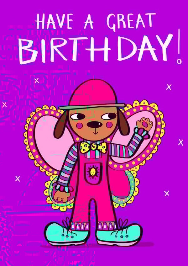 dog butterfly Birthday Card 21941 created by Claire Vessey Art