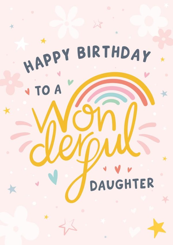 Wonderful Daughter Birthday Card - Rainbow created by Macie Dot Doodles
